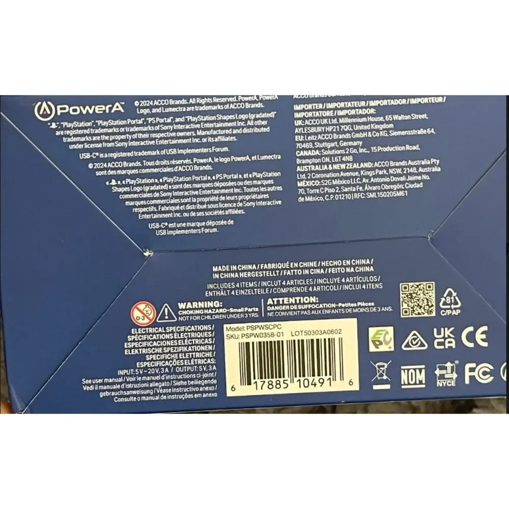 PowerA Lumectra Charging Station for PlayStation Portal PS Portal RGB USB-C